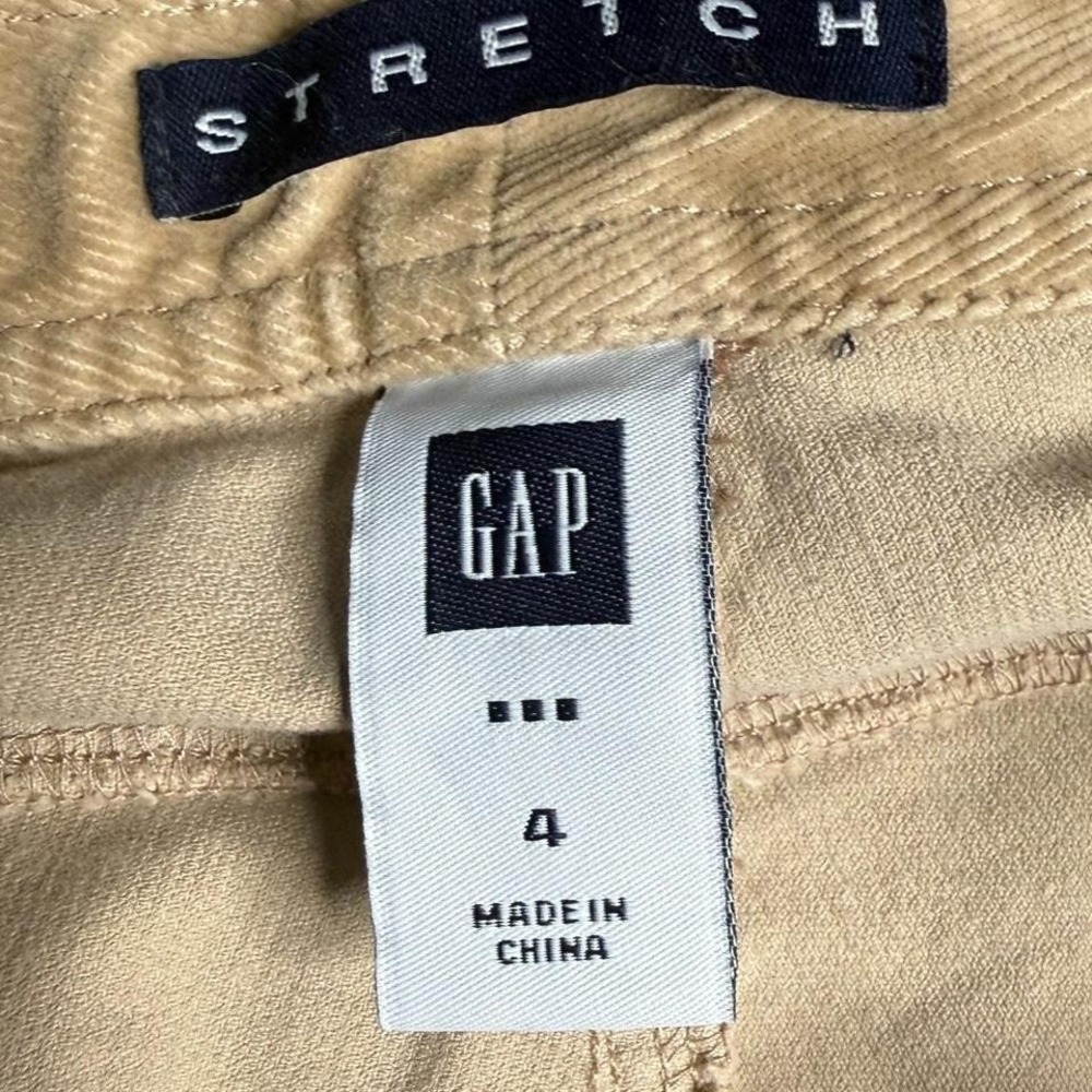 Vintage Y2K GAP Stretch Corduroy Utility Cargo Bootcut Pants Tan Beige, Size 4 - Picture 7 of 8